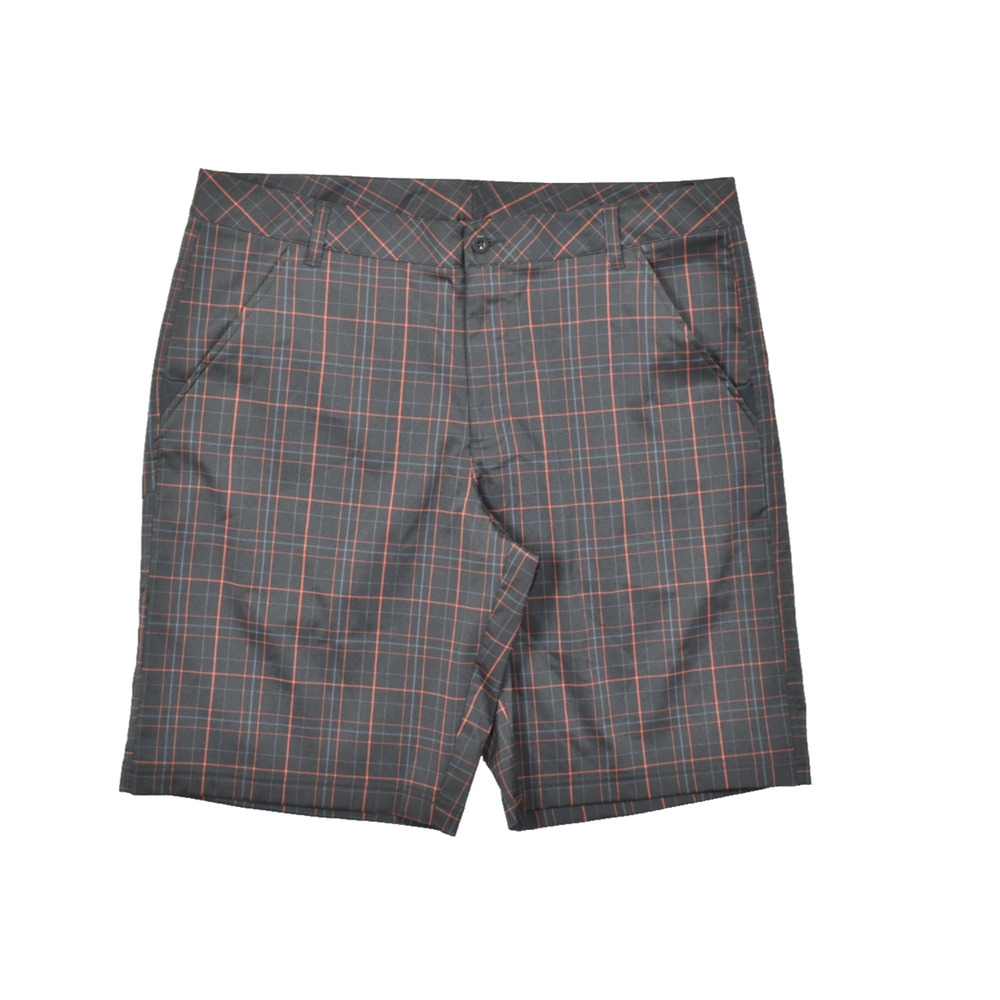 Fila Sport Golf Shorts Men's Size 38 Black Plaid Flat Front Polyester Spandex